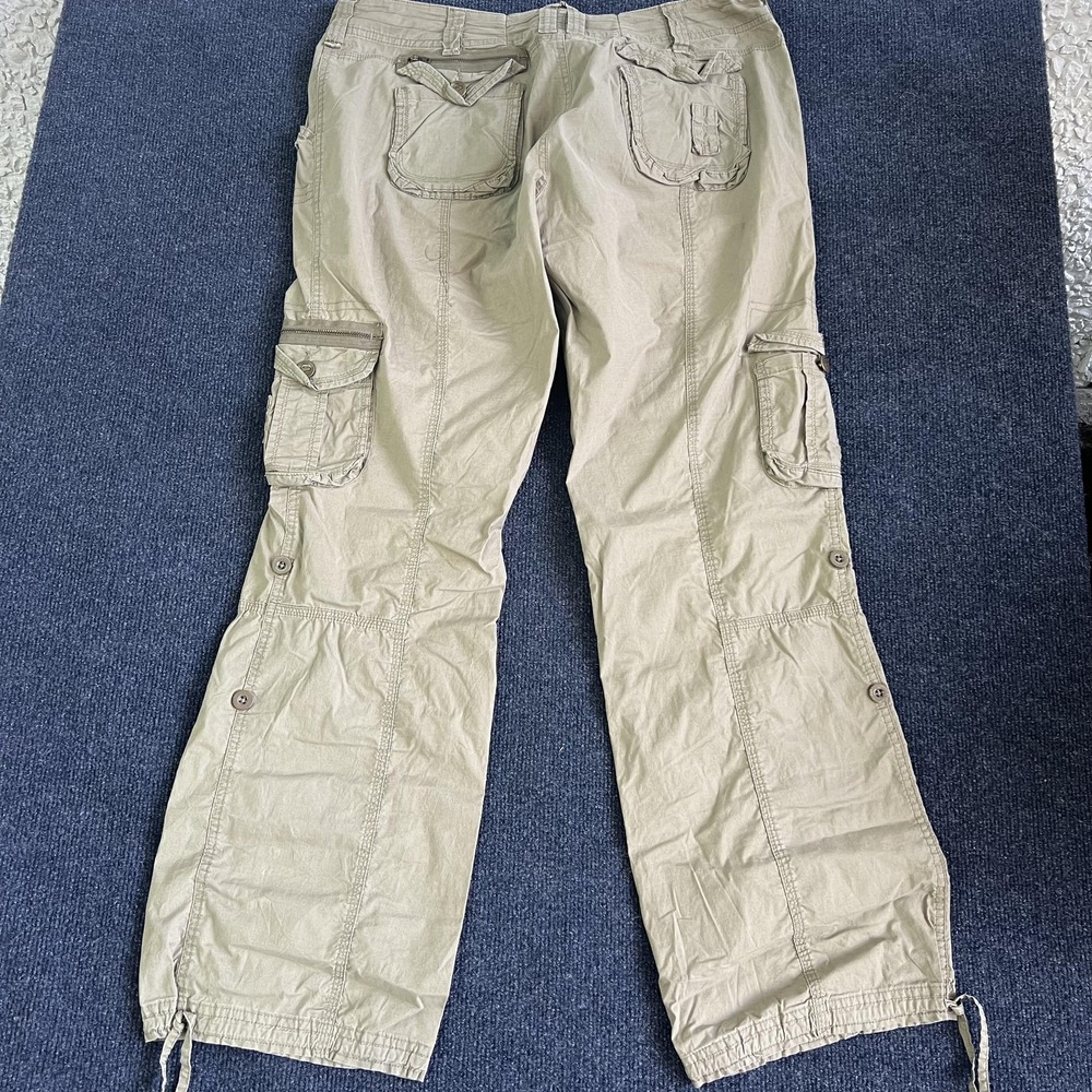 Beige‎ Cargo Pants Mens 36x31 Straight Leg Drawstring Hem Casual Utility